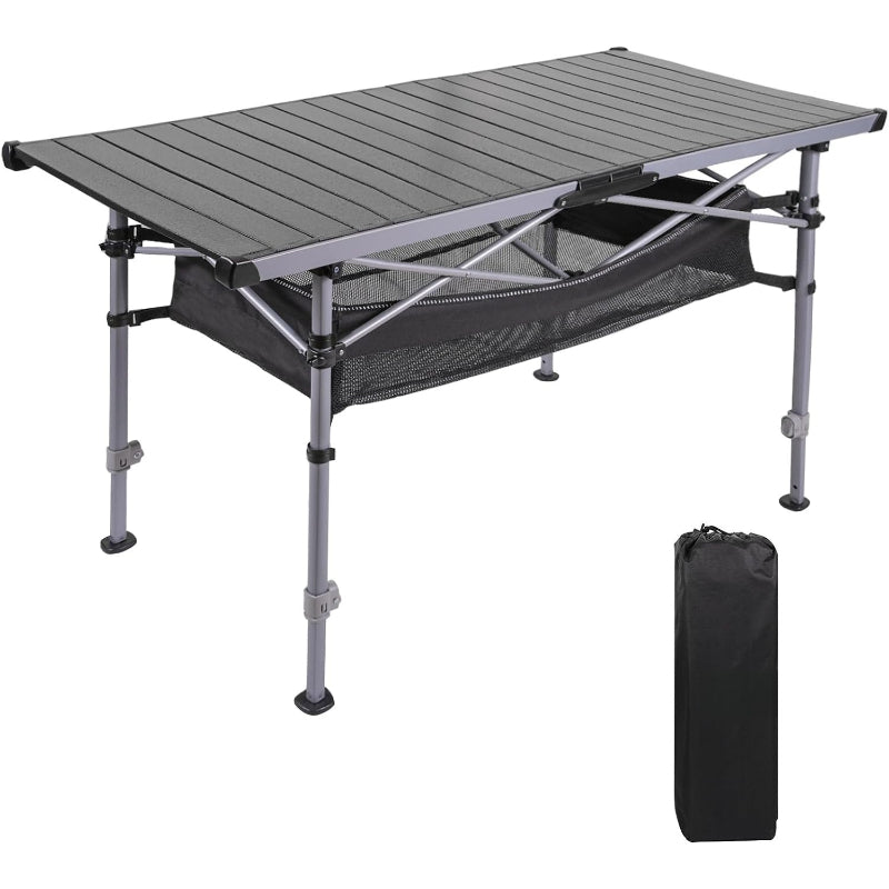 48.8" Adjustable Aluminum Roll‑Top Camping Table