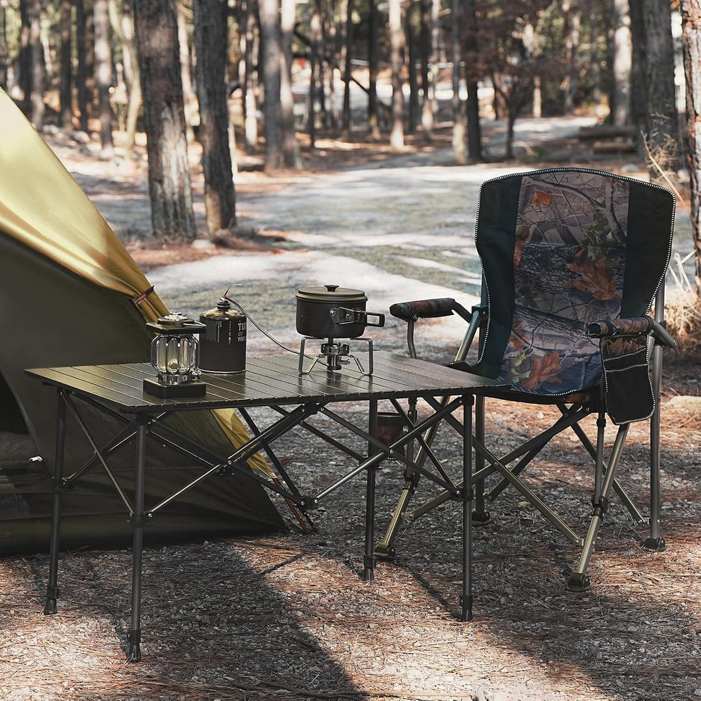 Black Adjustable Aluminum Folding Camping Table