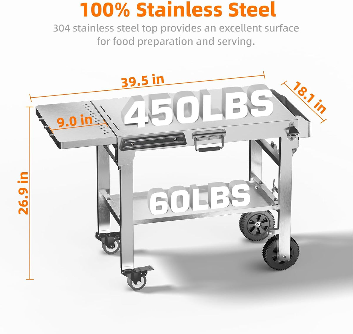 304 Stainless Steel BBQ Grill Cart