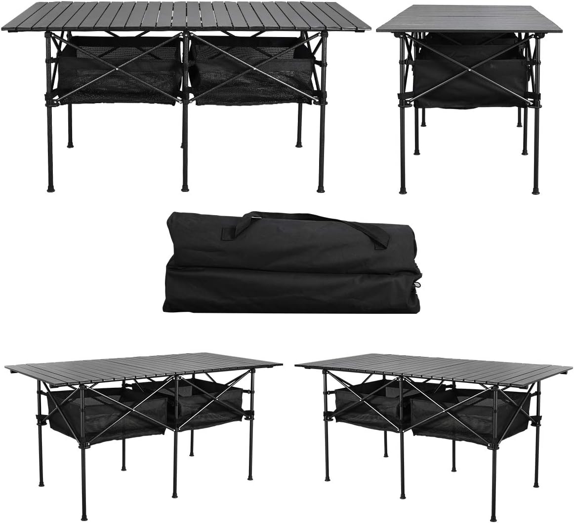 Large Aluminum Roll‑Up Folding Camping Table