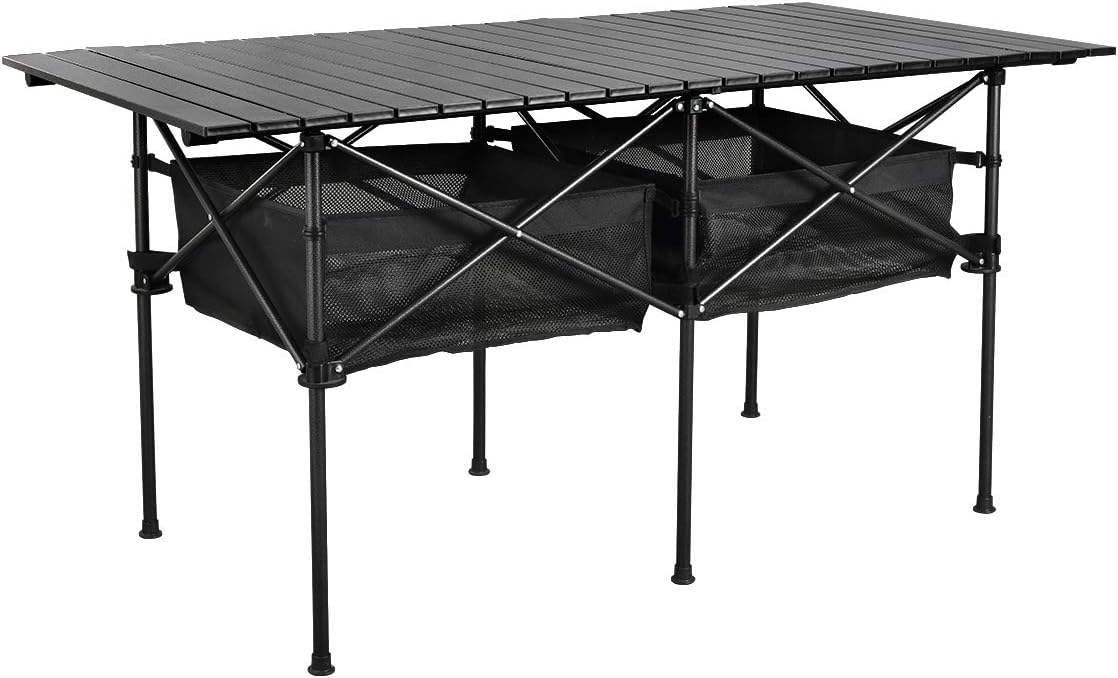 Large Aluminum Roll‑Up Folding Camping Table