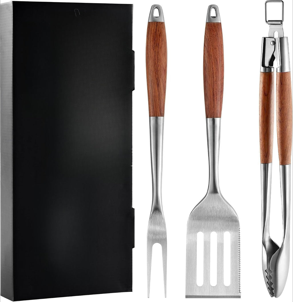 Heavy‑Duty Rose Wooden BBQ Grilling Tools Set