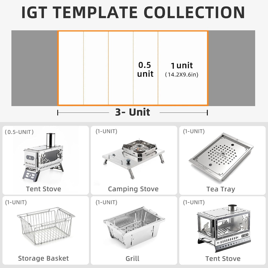 3‑Unit Modular 304 Stainless Steel IGT Camping Table