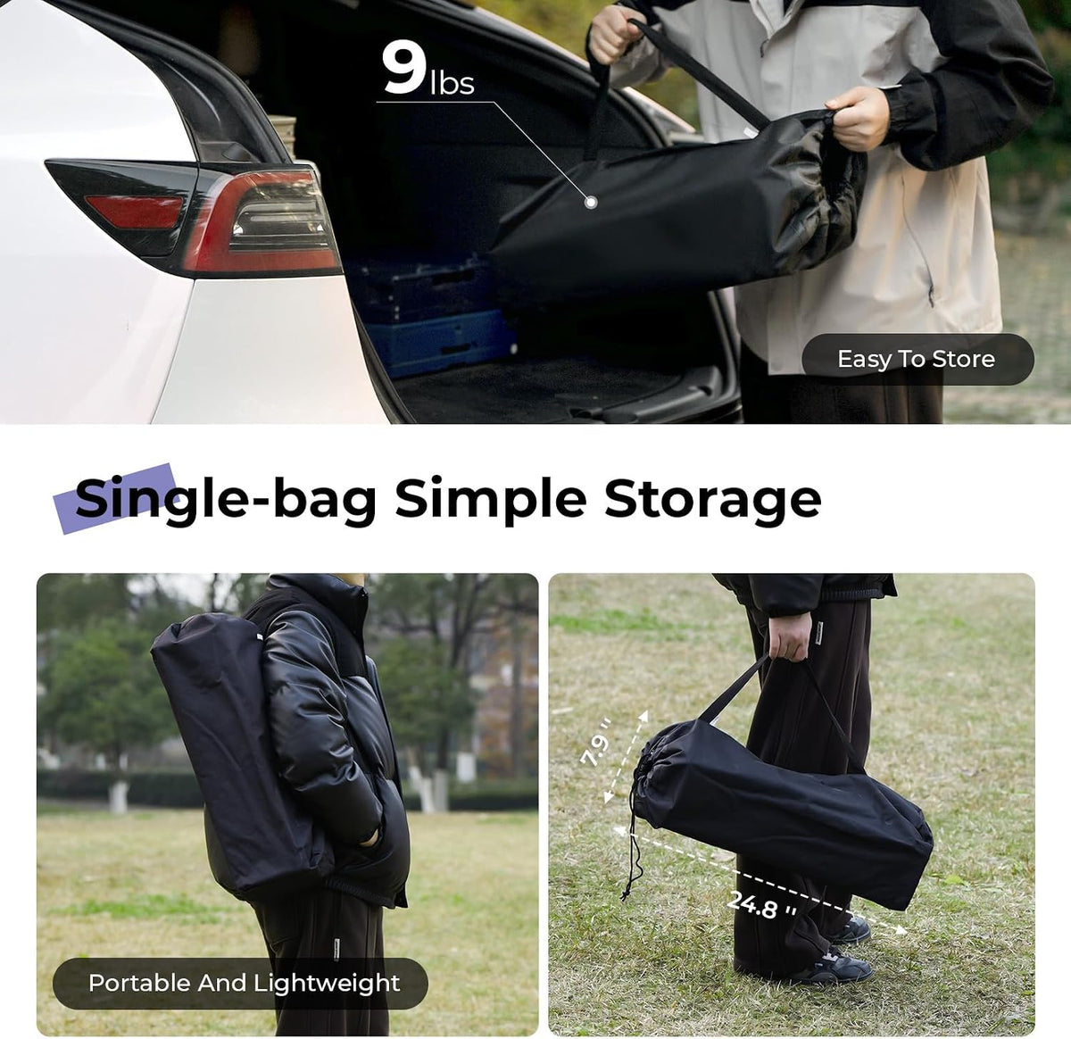 Black Adjustable Aluminum Folding Camping Table