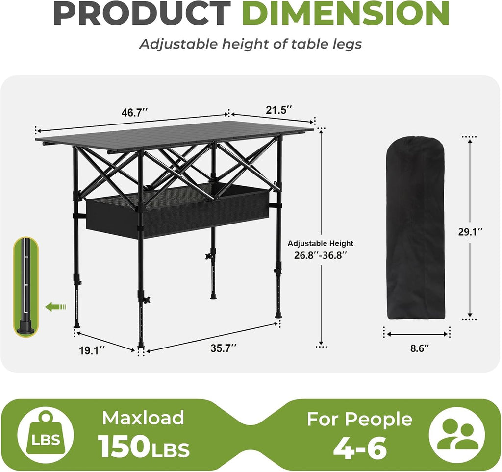 Folding Roll‑Up Portable Camping Picnic Table