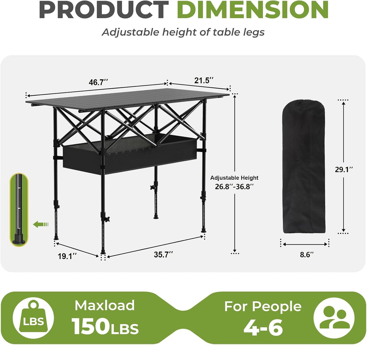 Folding Roll‑Up Portable Camping Picnic Table