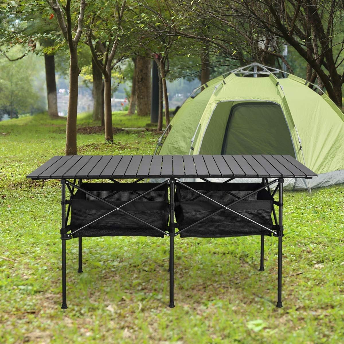 Large Aluminum Roll‑Up Folding Camping Table
