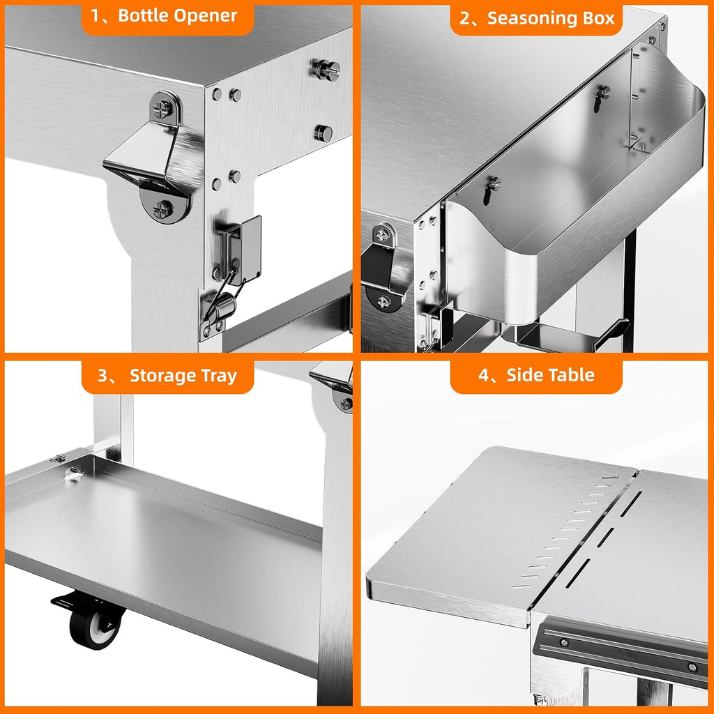 304 Stainless Steel BBQ Grill Cart