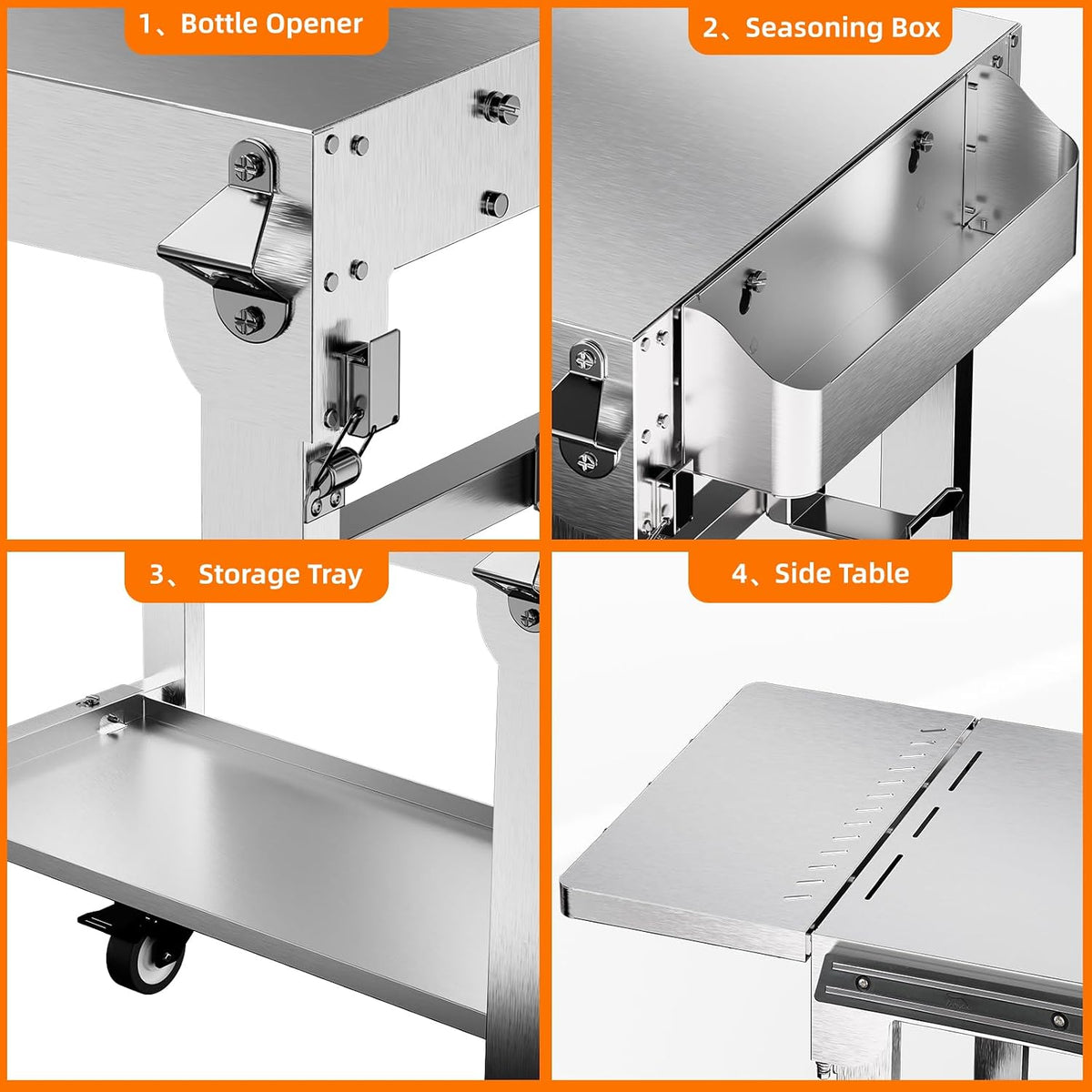 304 Stainless Steel BBQ Grill Cart
