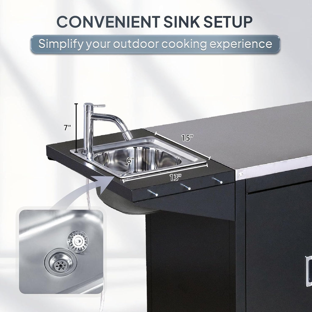 Stainless Steel Outdoor Grill Cart With Sink