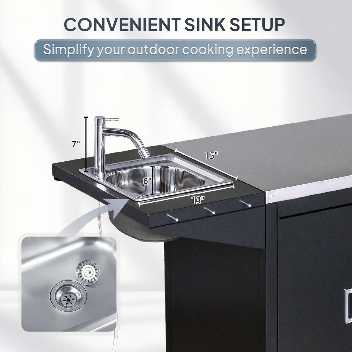 Stainless Steel Outdoor Grill Cart With Sink