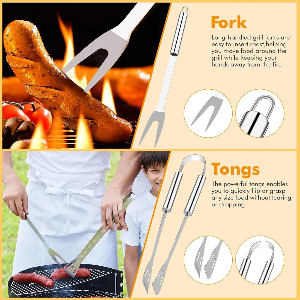 15 Pcs Stainless Steel BBQ Accessories Set