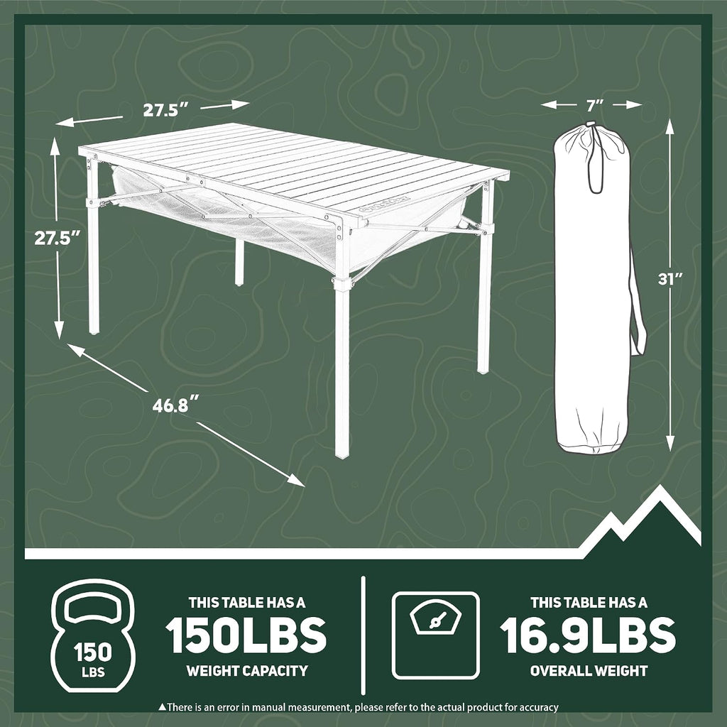 Portable Aluminum Roll‑Up Camping Table