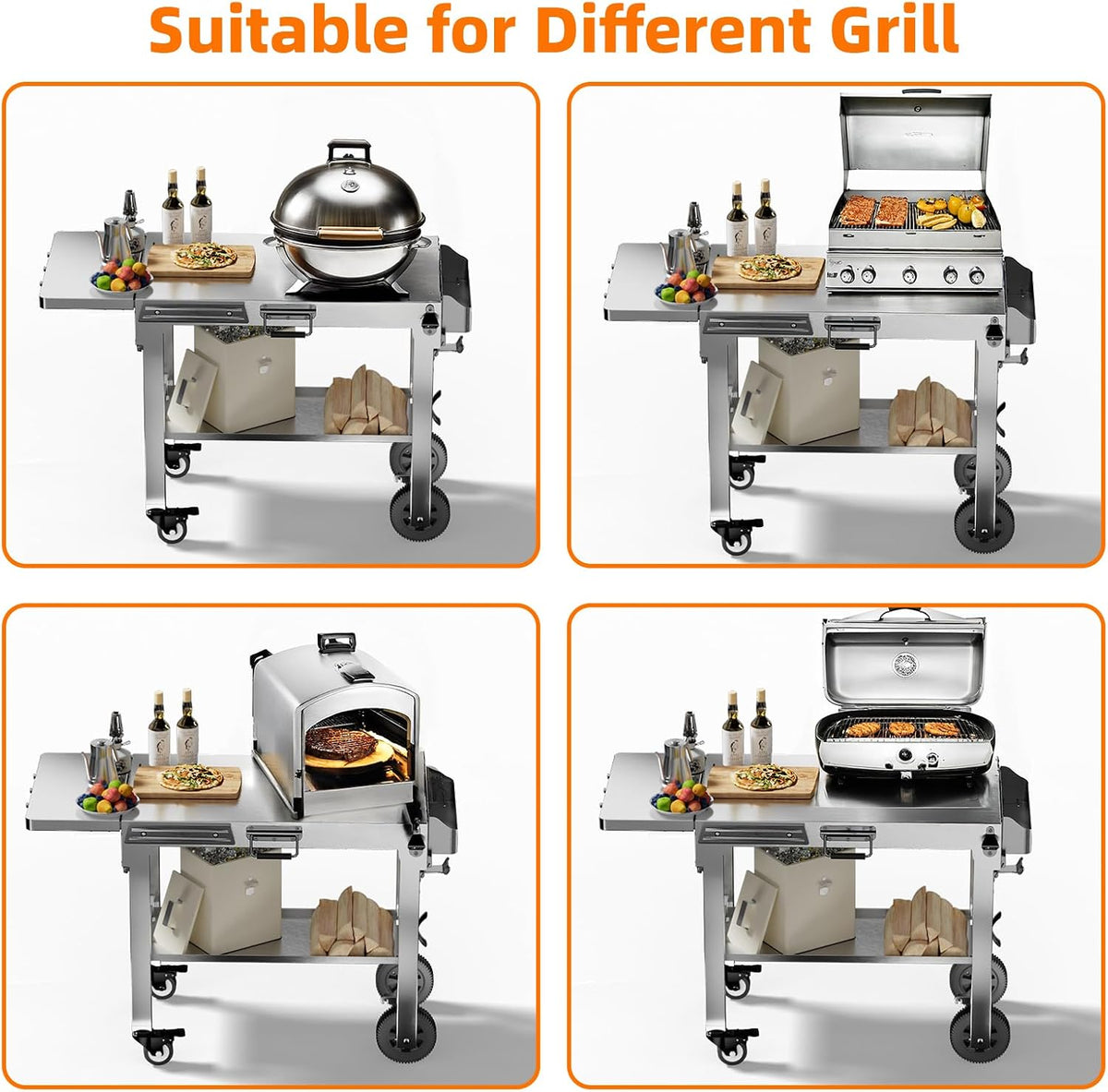 304 Stainless Steel BBQ Grill Cart