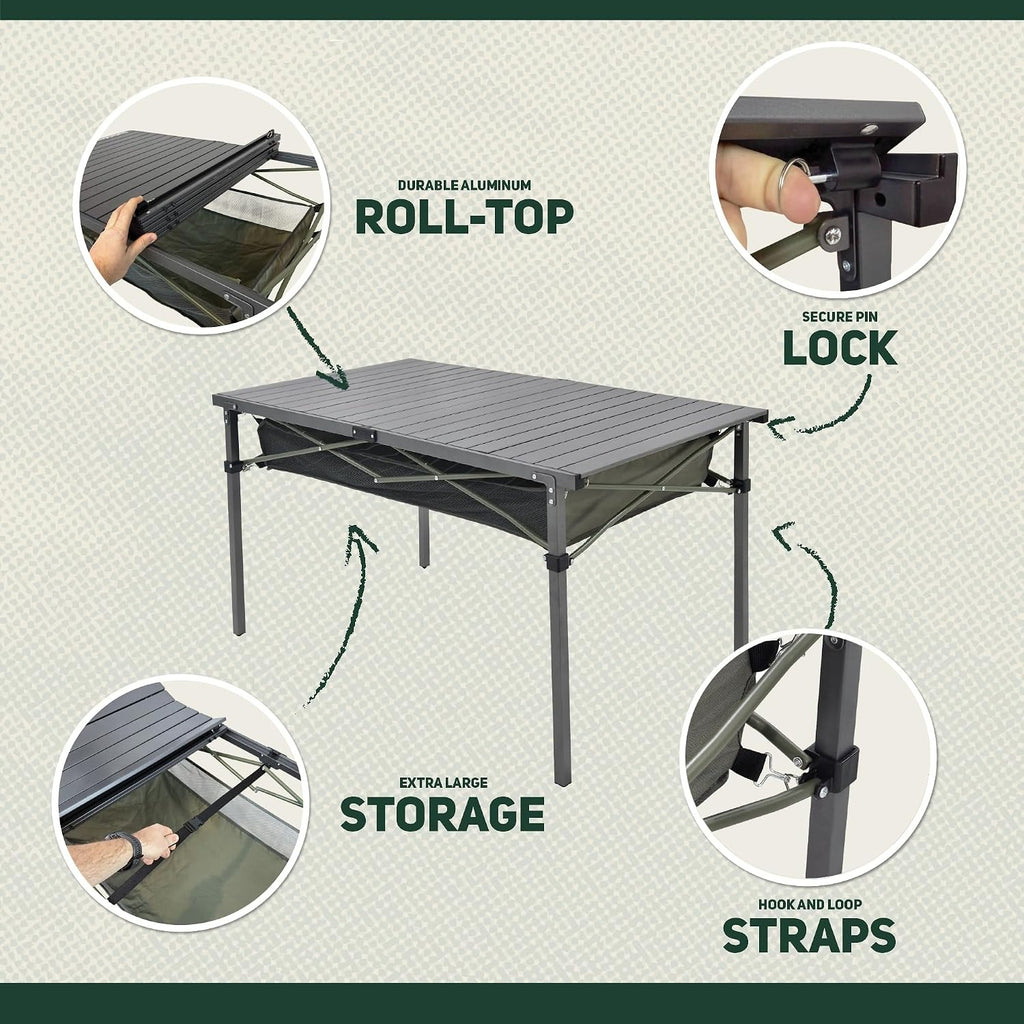 Portable Aluminum Roll‑Up Camping Table