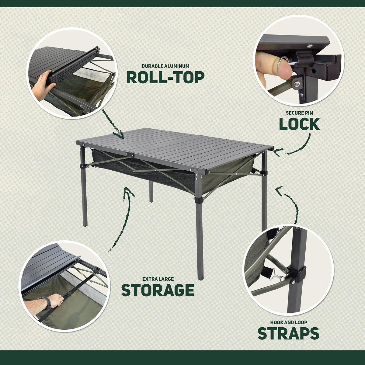 Portable Aluminum Roll‑Up Camping Table