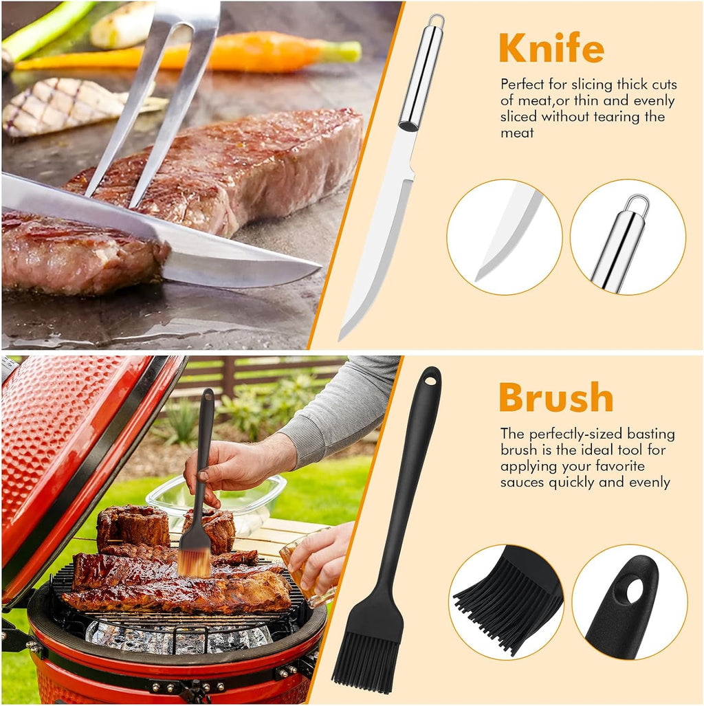 15 Pcs Stainless Steel BBQ Accessories Set