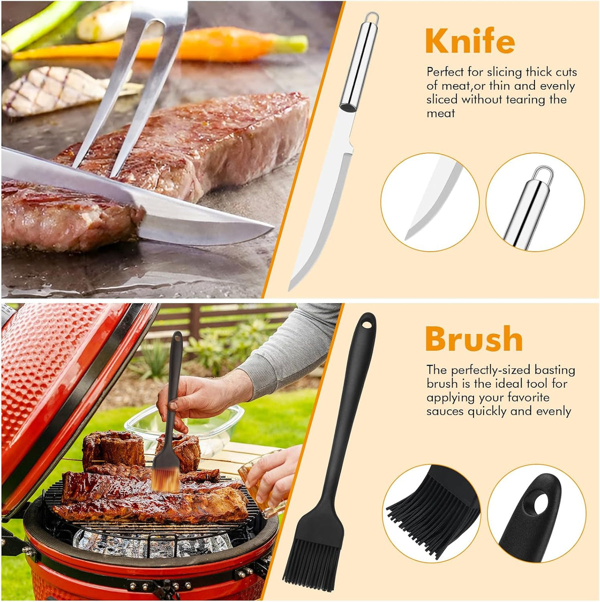 15 Pcs Stainless Steel BBQ Accessories Set