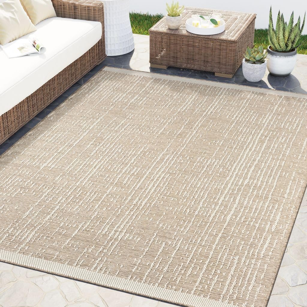 Brown Textured Weave Indoor Outdoor Rug