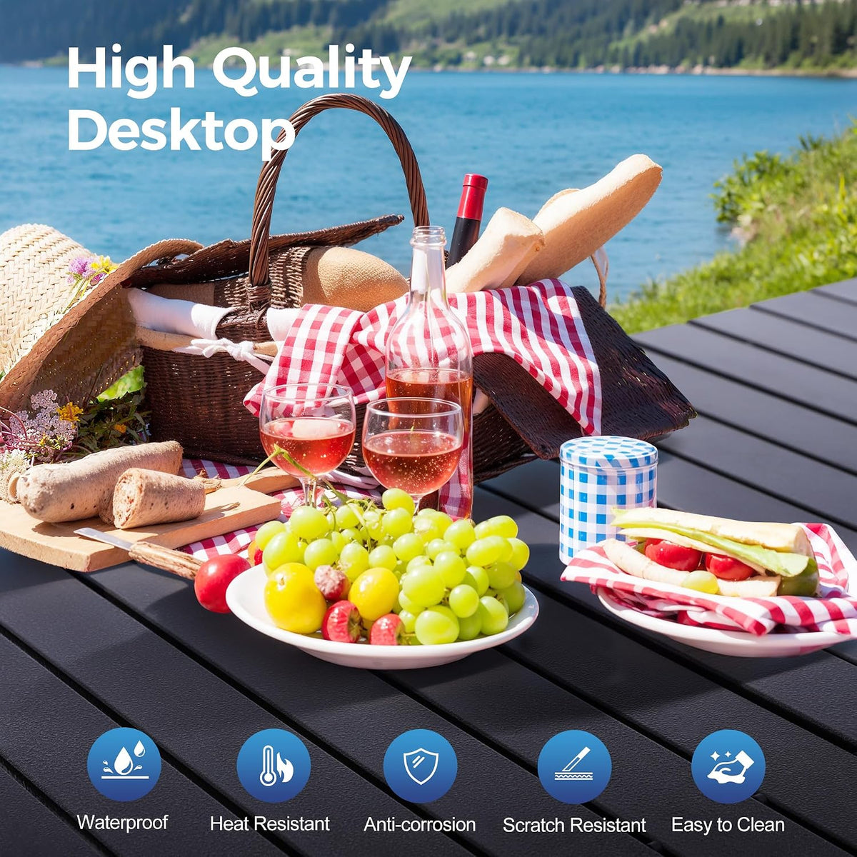 Adjustable Camping Table with Storage for Grill & Picnic