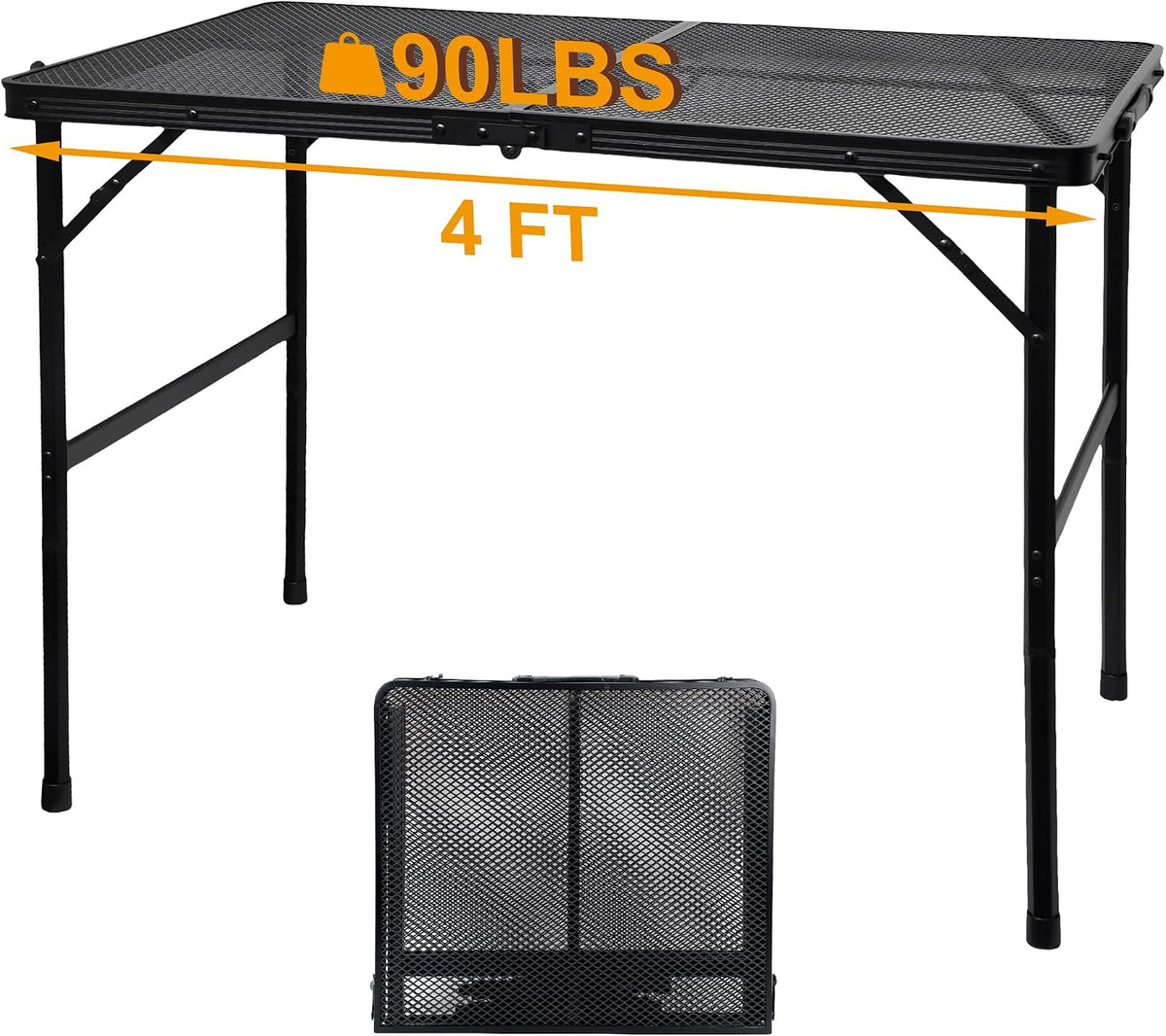 4‑ft Black Folding Camping Grill Table