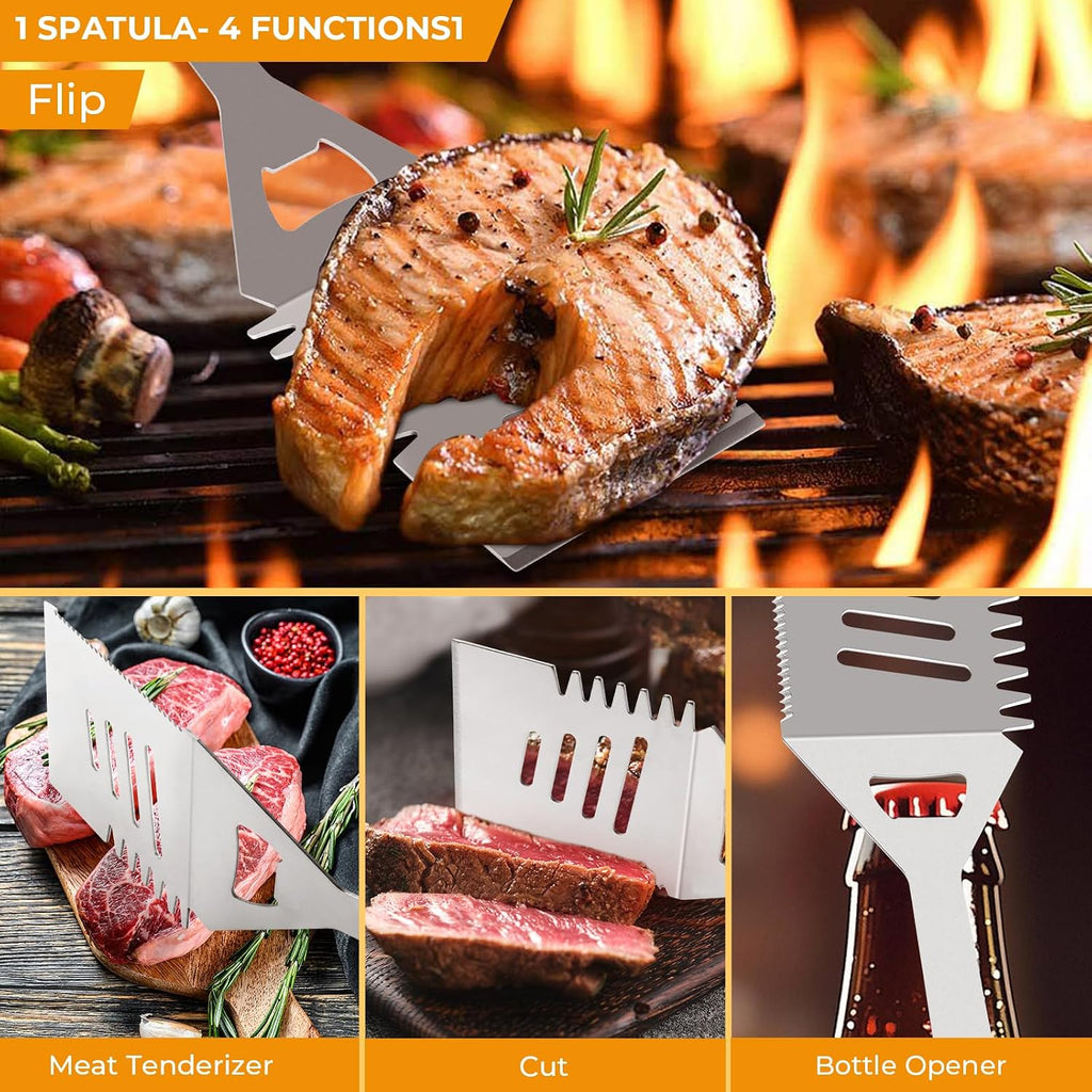 15 Pcs Stainless Steel BBQ Accessories Set