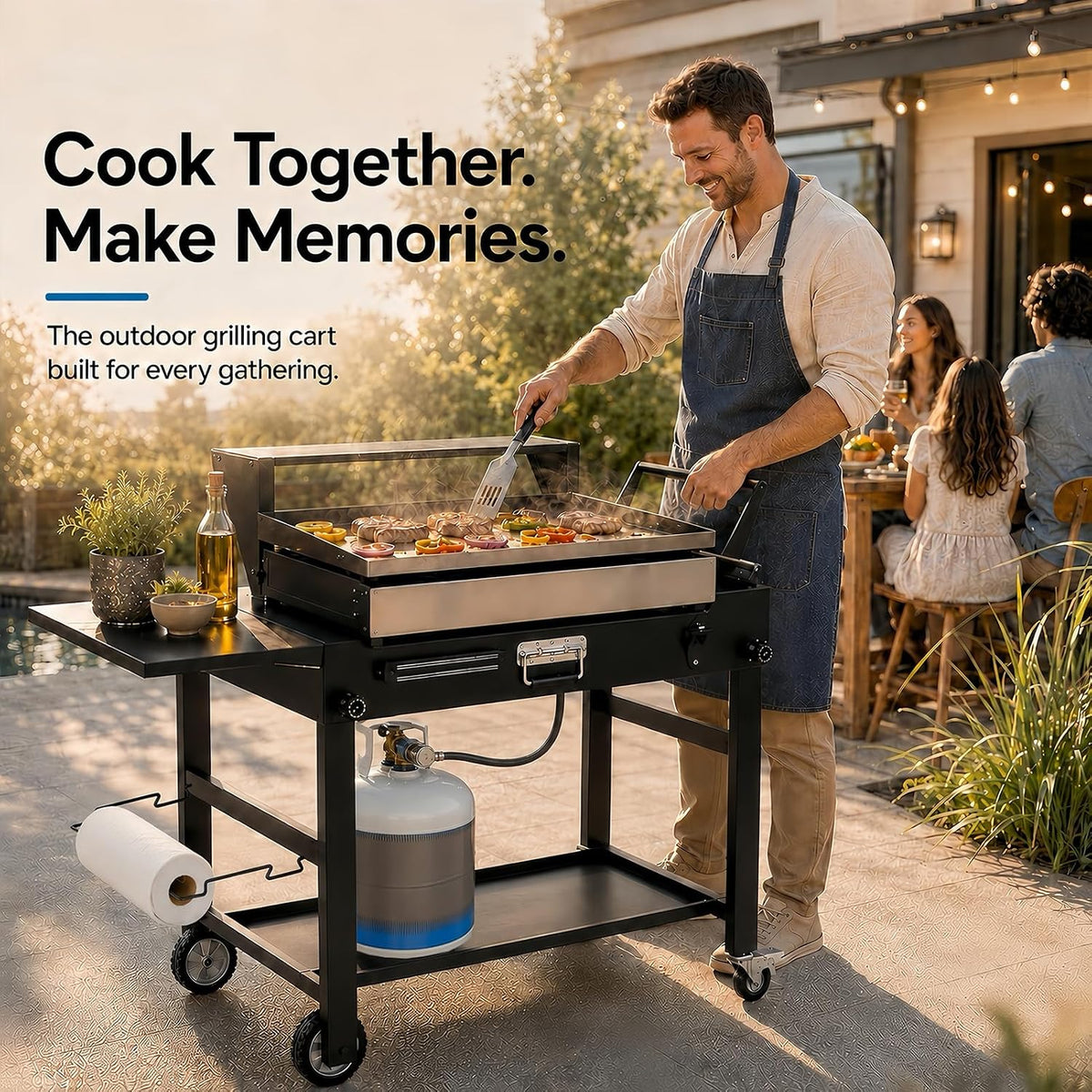 Foldable Wheeled Prep Grill Cart for Blackstone Griddle