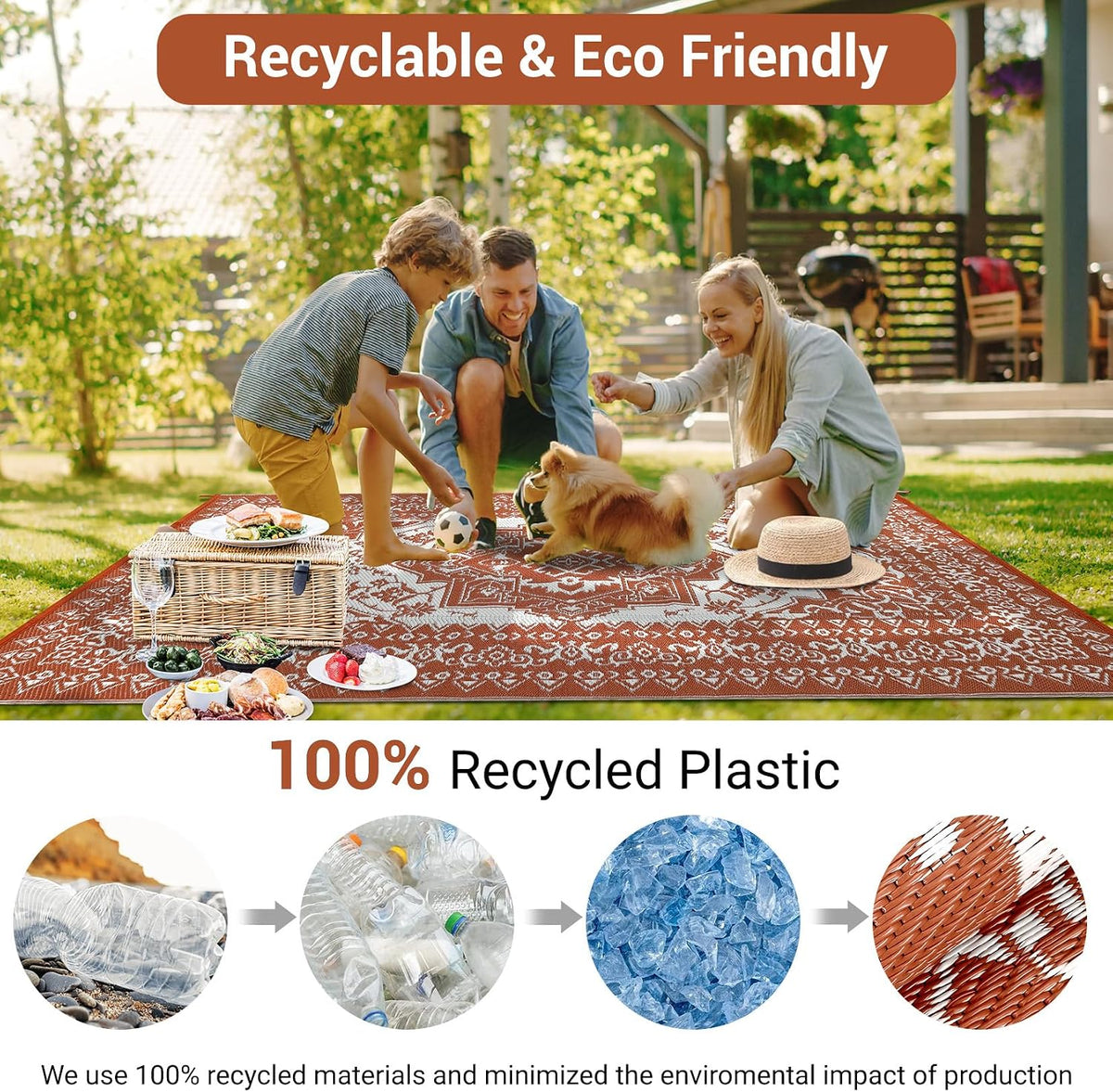 Reversible PP Straw Outdoor Patio Rug