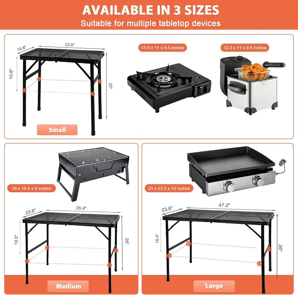 4‑ft Black Folding Camping Grill Table