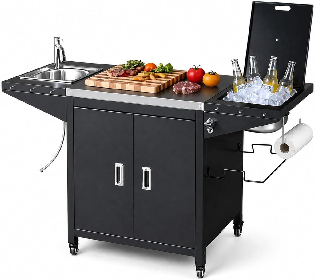 Stainless Steel Outdoor Grill Cart With Sink