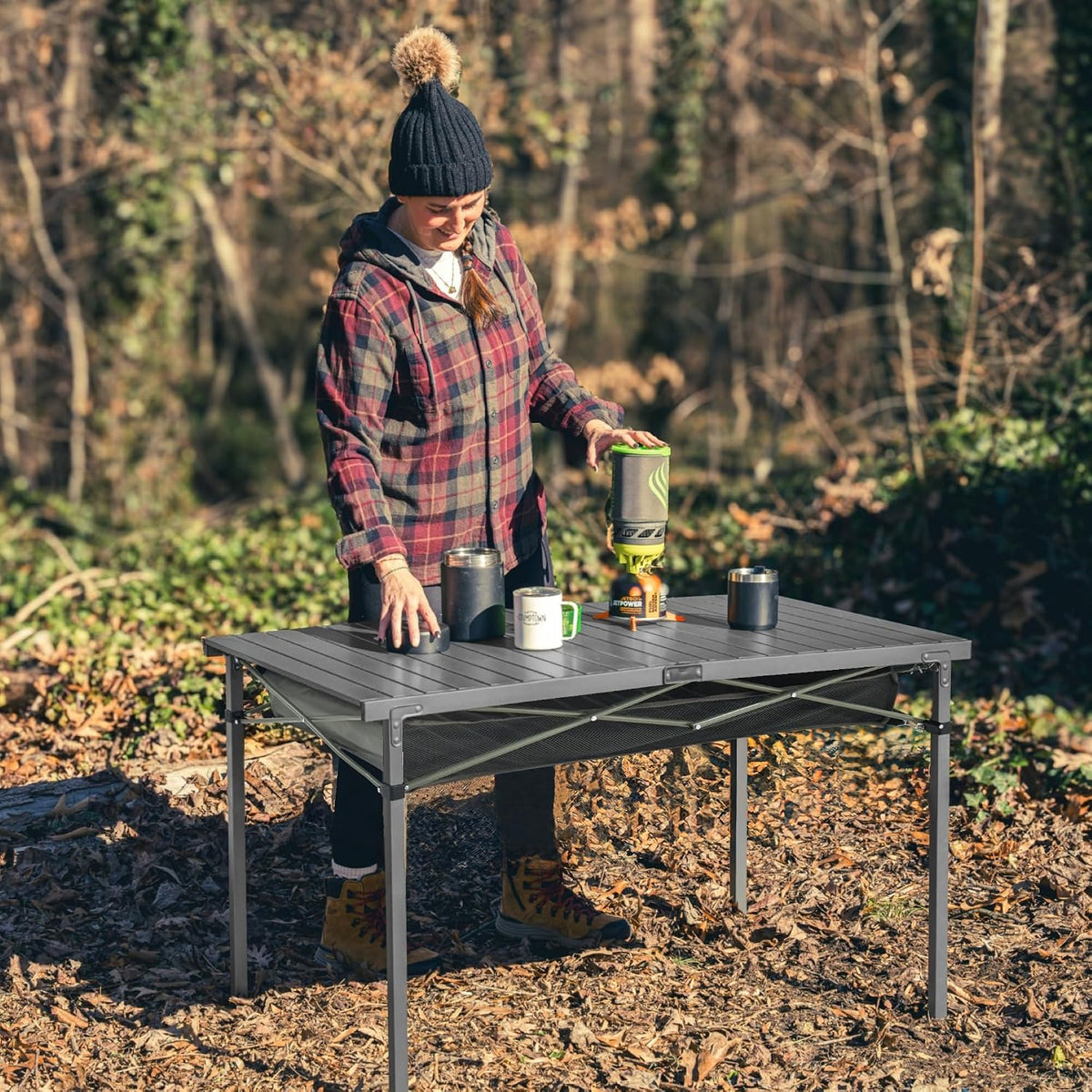 Portable Aluminum Roll‑Up Camping Table