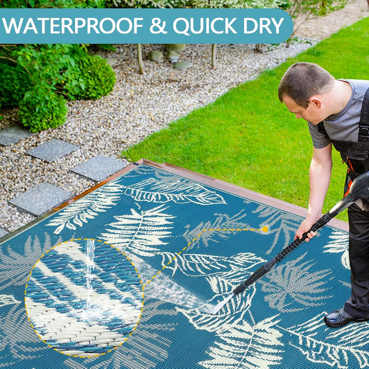 Reversible Plastic Straw Outdoor Rug