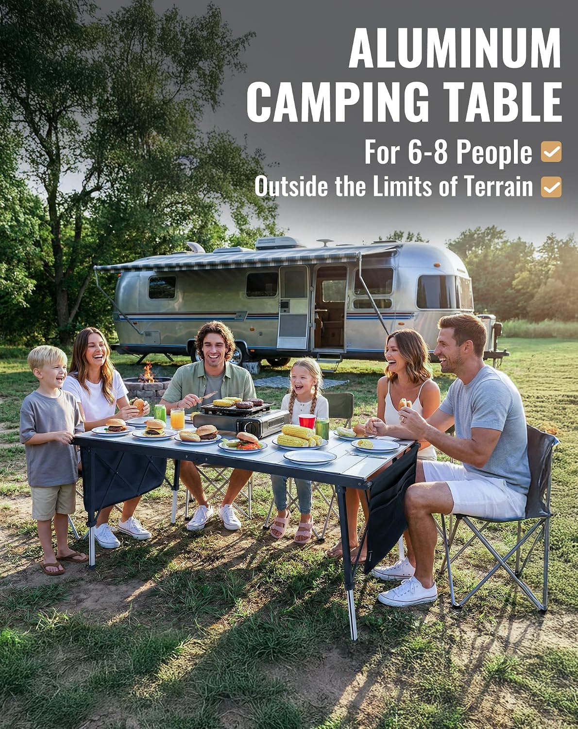 55.1" Adjustable Folding Camping Table, 265lbs