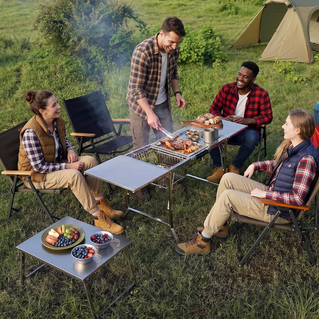 3‑Unit Modular 304 Stainless Steel IGT Camping Table