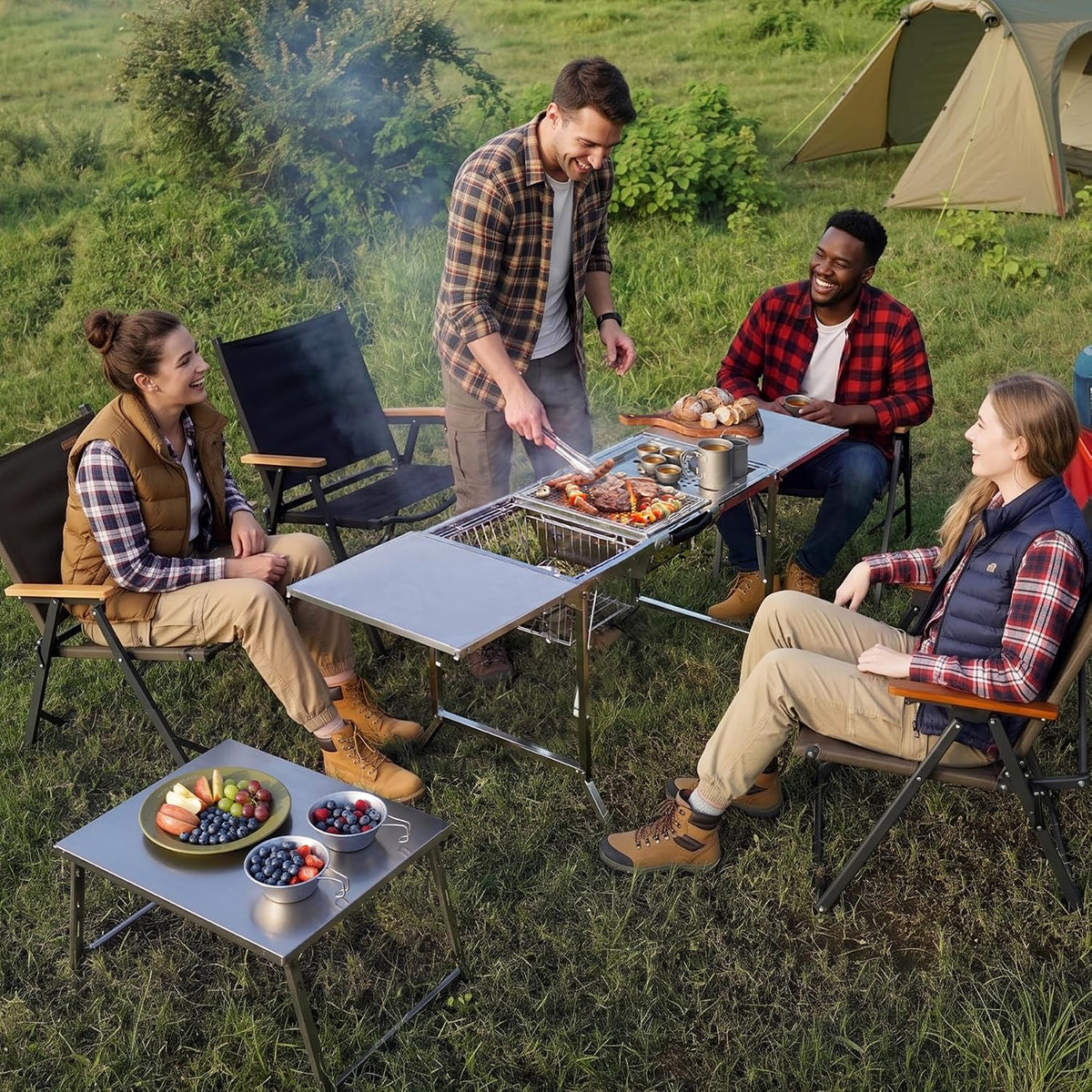 3‑Unit Modular 304 Stainless Steel IGT Camping Table