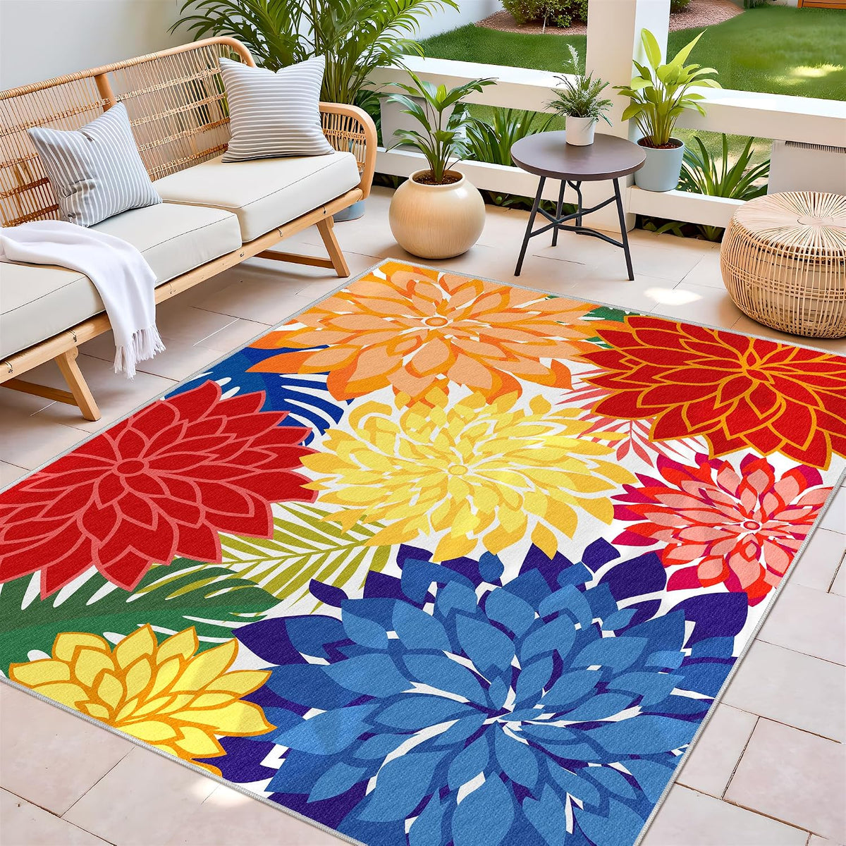 Colorful Washable Outdoor Patio Rug