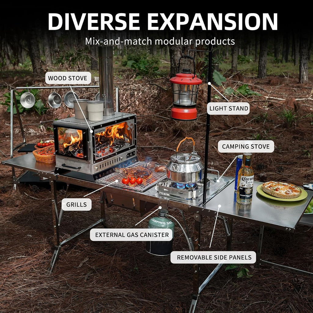 3‑Unit Modular 304 Stainless Steel IGT Camping Table