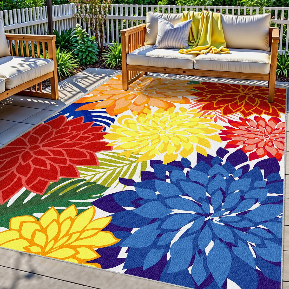 Colorful Washable Outdoor Patio Rug