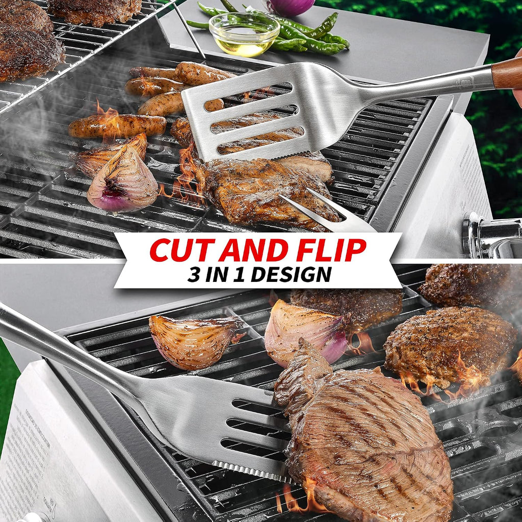 Heavy‑Duty Rose Wooden BBQ Grilling Tools Set