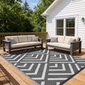 Grey & White Wave Outdoor Rug