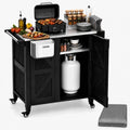 Black Stainless Steel Top Grill Cart With Storage Cabinet