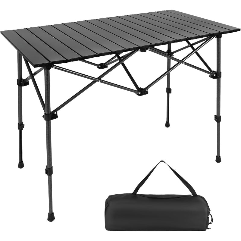Black Adjustable Aluminum Folding Camping Table