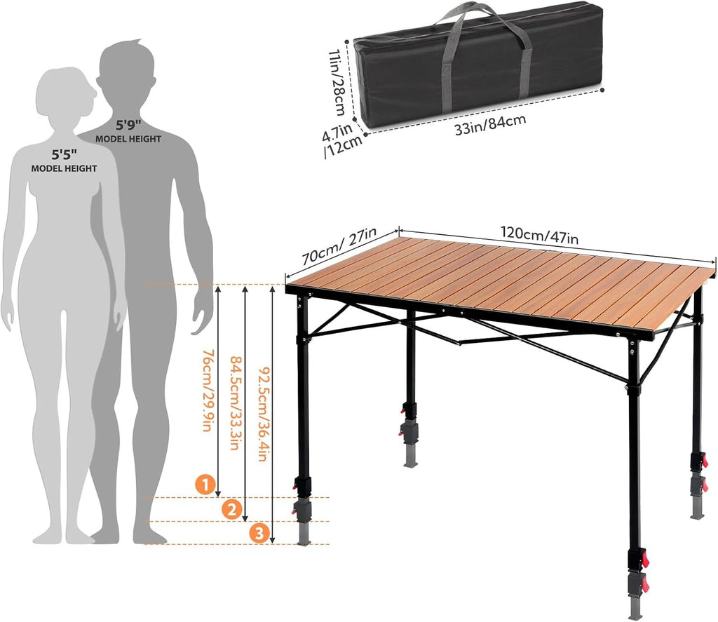 Height Portable Outdoor Camping Table