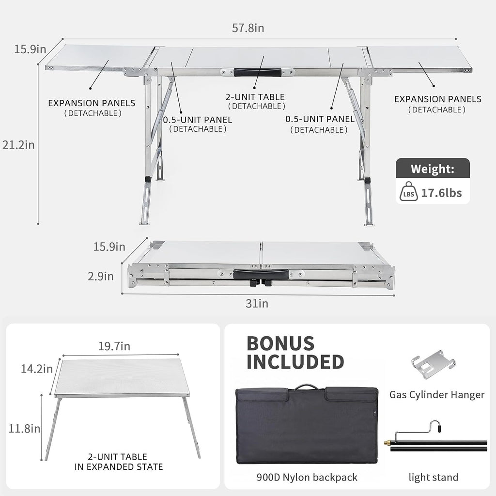 3‑Unit Modular 304 Stainless Steel IGT Camping Table