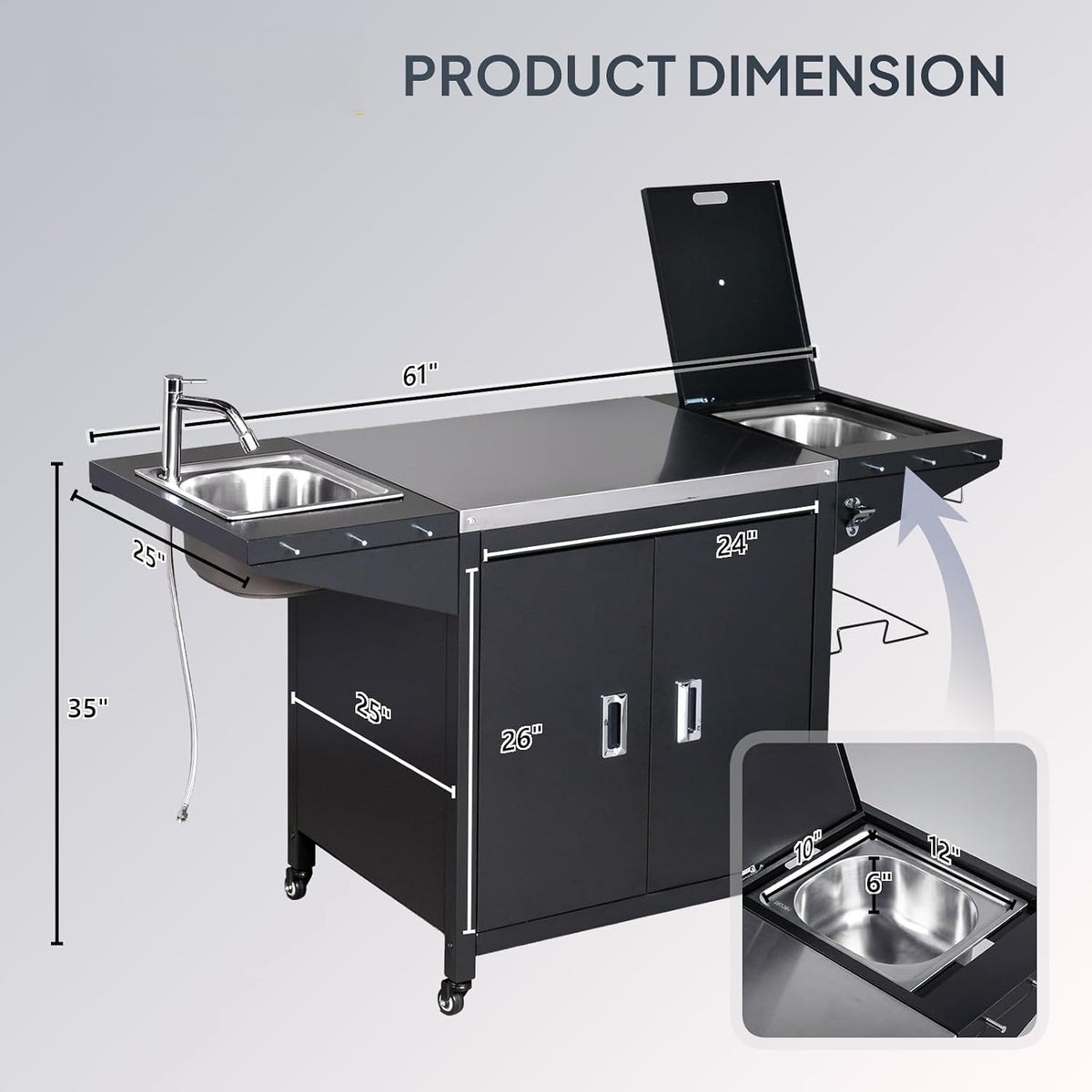 Stainless Steel Outdoor Grill Cart With Sink