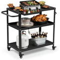 Cart Table With Lockable Casters Hooks Handle